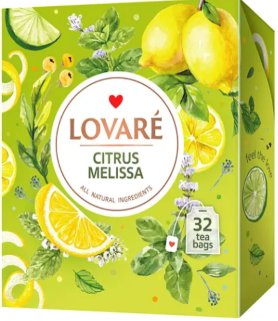 Бленд чаю трав'яного та зеленого Lovare Citrus Melissa 48 г (32 шт. х 1.5 г)